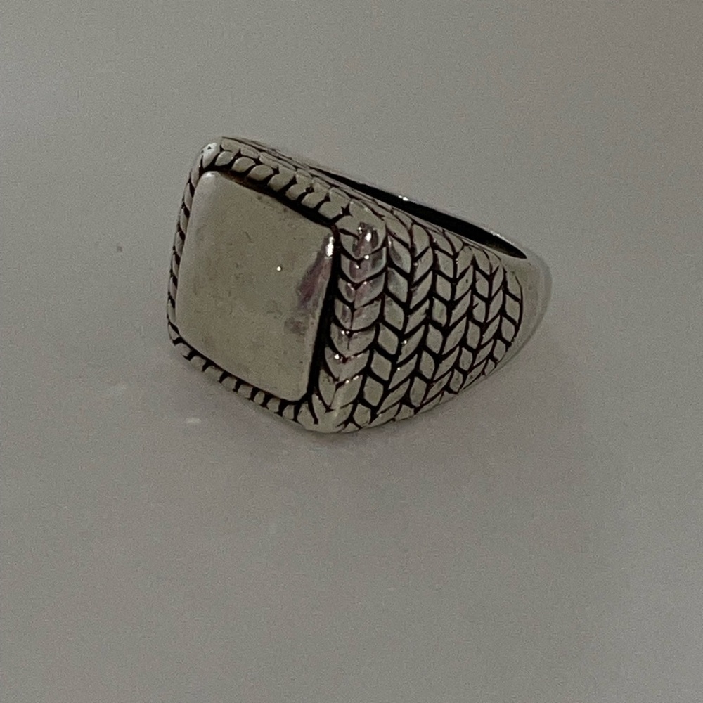 Sterling Silver Square Signet Ring - Polished Silver Finish
